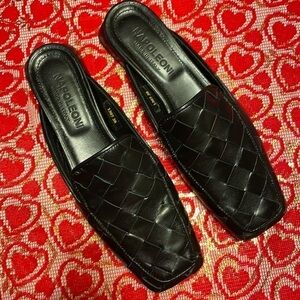 Brand New Napoleoni Genuine Leather Woven Black Slip On Loafers Made in Italy
